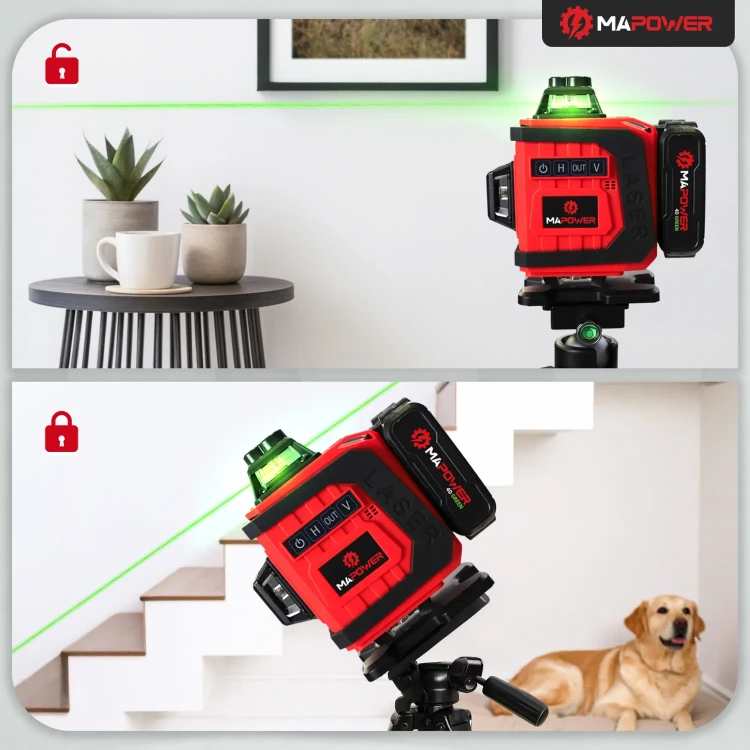 Laser krzyżowy z trybem skosów MPLL03 pozwala na pracę zarówno w poziomie jak i pod kątem