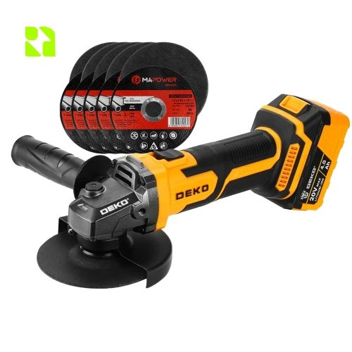 Szlifierka kątowa na baterie 125 mm - DEKO DKAG20Q1Y-S1 + tarcze MPCW10