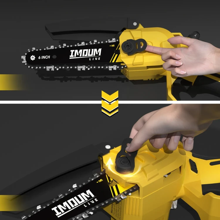 Pilarka akumulatorowa DLJS6 z automatycznym naciągiem łańcucha eliminuje konieczność ręcznego napinania