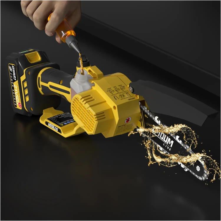 Pilarka akumulatorowa DLJS6 z systemem smarowania łańcucha zwiększającym jego żywotność i zapewniającym prawidłową pracę