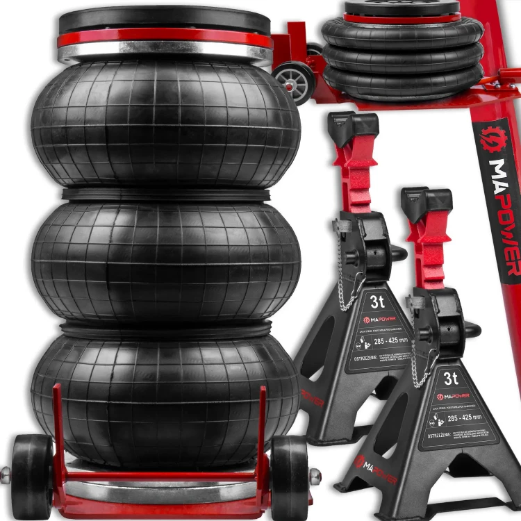 Podnośnik pneumatyczny + kobyłki MPBJ01+MPJS01 dla profesjonalnych mechaników i garażowych hobbystów