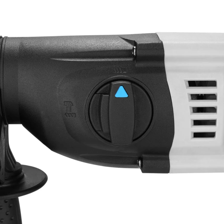 Młotowiertarka akumulatorowa DKBL20RH01-S0 z przełącznikiem trybów pracy pozwala wybrać pomiędzy wierceniem, kuciem oraz wierceniem z udarem