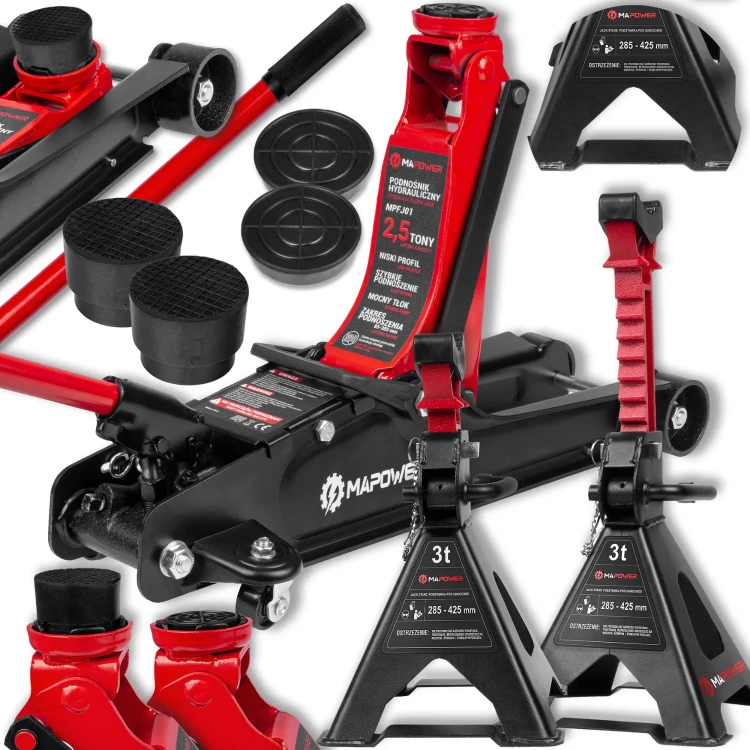 Podnośnik samochodowy żaba + kobyłki MPFJ01+MPJS01 - zestaw dla warsztatów samochodowych i domowych majsterkowiczów