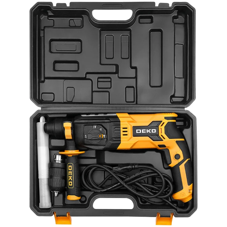 Młotowiertarka SDS DKRH28XL85-ST z wyprofilowaną walizką i kompletem akcesoriów pozwala zacząć pracę od razu po otwarciu