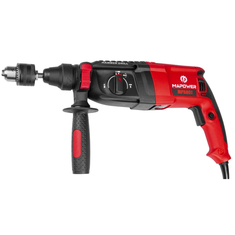 Młotowiertarka z dodatkowym uchwytem wiertarskim MPRH01 pozwala na korzystanie z szerokiej gamy akcesoriów