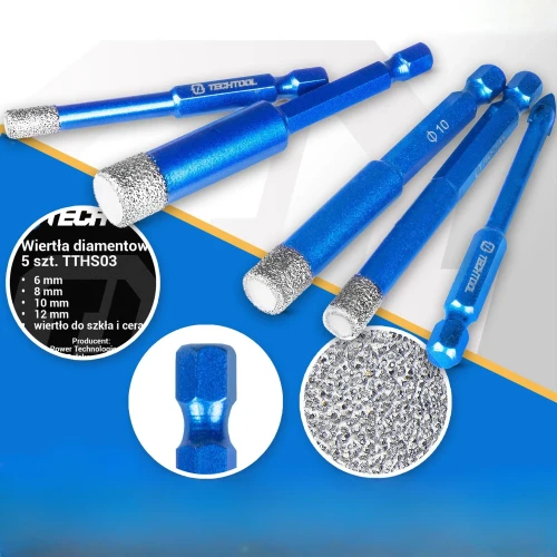 Zestaw otwornic diamentowych TTHS03 dla ekip wykończeniowych i budowlanych