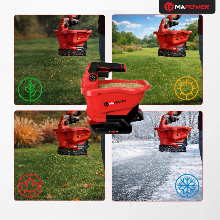 siewnik akumulatorowy, rozsiewacz do nawozu, trawy, soli na każdą porę roku, MPSE01 MAPOWER