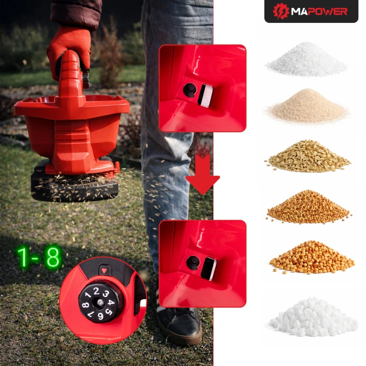 siewnik akumulatorowy, rozsiewacz do nawozu, trawy soli o dużym i małym granulacie nawozu, MPSE01 MAPOWER
