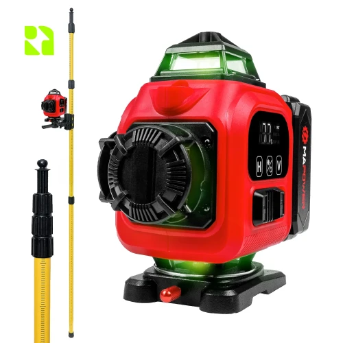 Laser krzyżowy 4D - MPLL01 + tyczka rozporowa do lasera 285 cm DKTYC07 - Zestaw