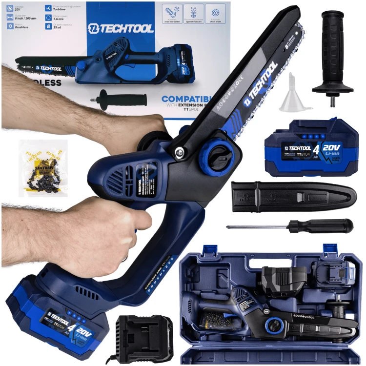 pilarka akumulatorowa 8 cali TTCS08 TECHTOOL z akumulatorem 4Ah i ładowarką w zestawie
