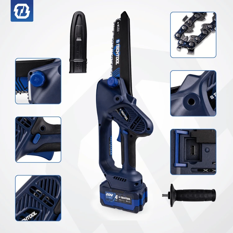 pilarka 8 cali TTCS08 TECHTOOL z automatycznym smarowaniem oleju, beznarzedziowym naciągniem łańcucha