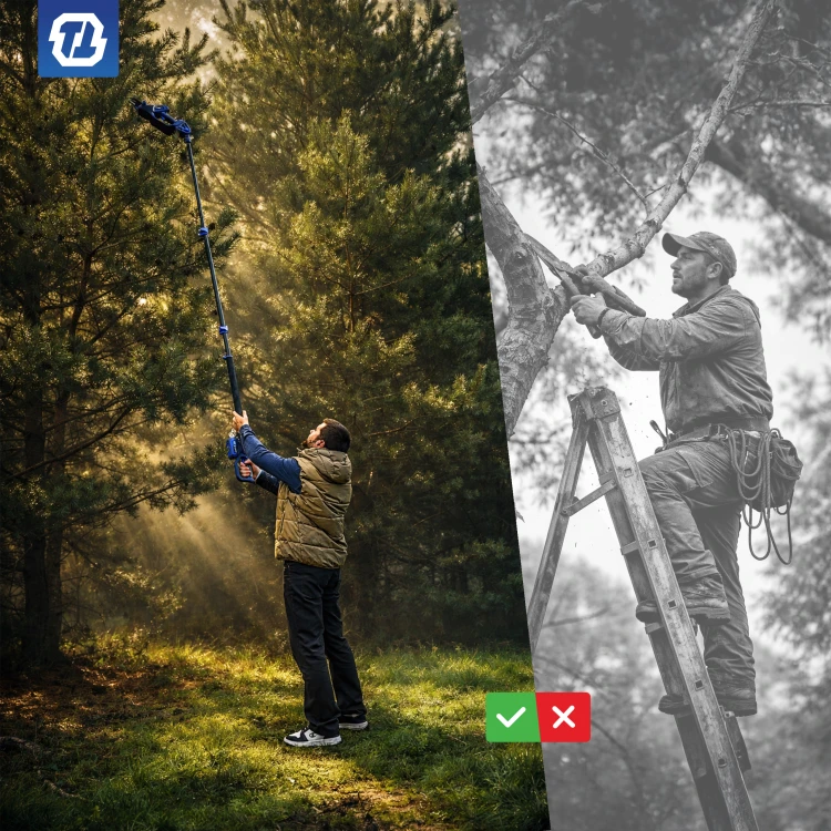 wysięgnik teleskopowy TTEP01 250 cm do przycinania wysokich drzew zamiast pracy na drabinie