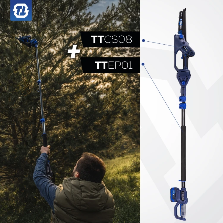 TTEP01 teleskopowy wysięgnik 250 cm kompatybilny z pilarką akumulatorową TTCS01 TECHTOOL