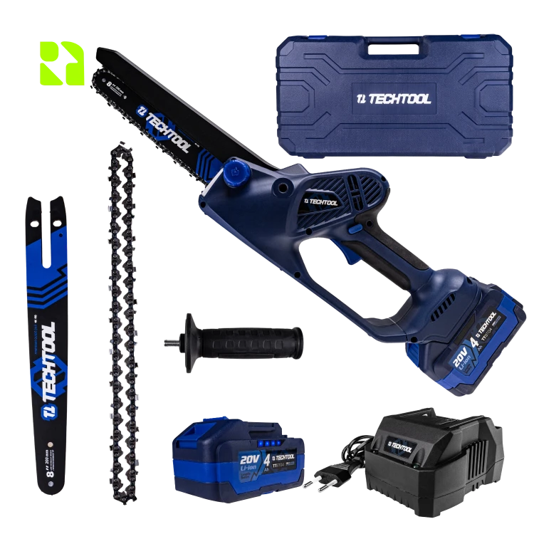 Zestaw: piła do gałęzi+ ładowarka +akumulator+ zapasowe akcesoria- łańcuch i prowadnica