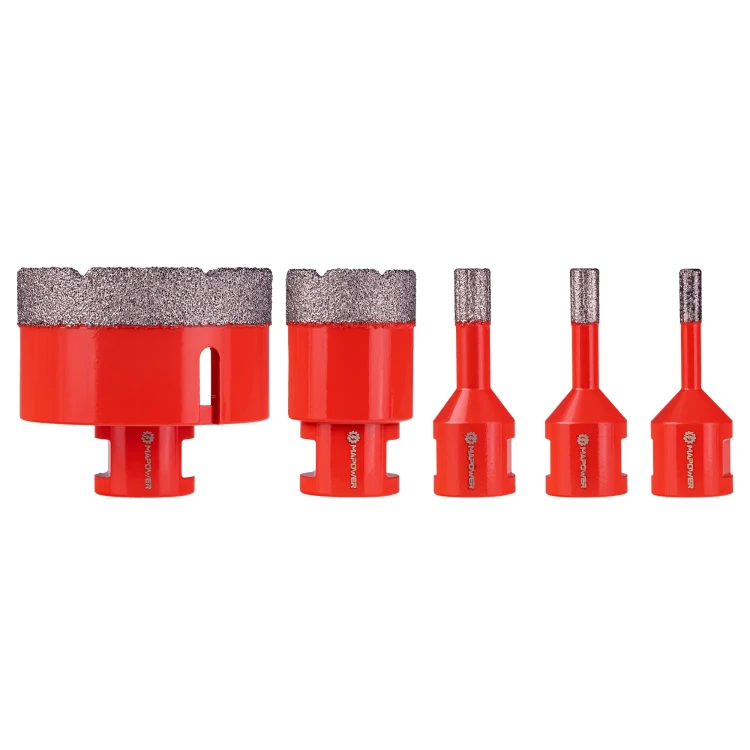 Pięć otwornic diamentowych MAPOWER 6-68 mm z gwintem M14