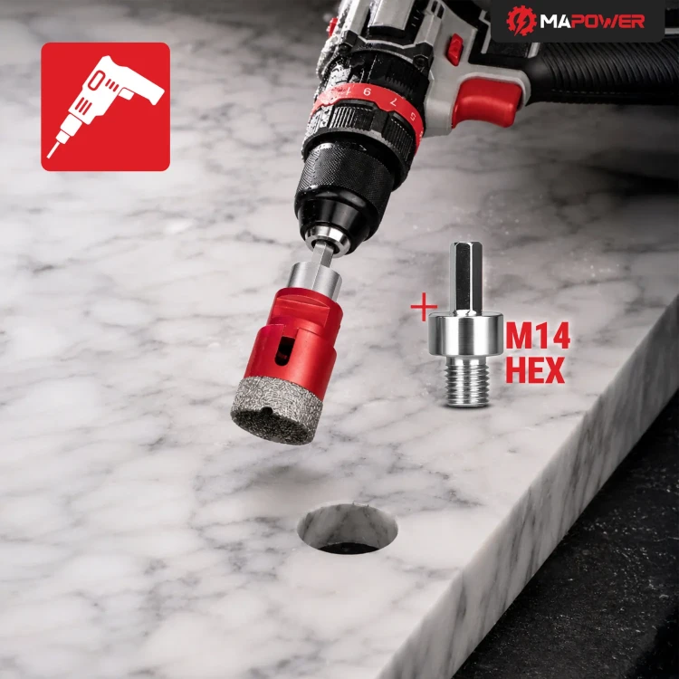 Adapter HEX M14 do wiertarki z otwornicą diamentową MAPOWER