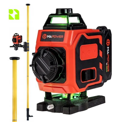 Poziomica laserowa 4D - MPLL01 + tyczka do lasera 420 cm - DKTYC02BN - Zestaw