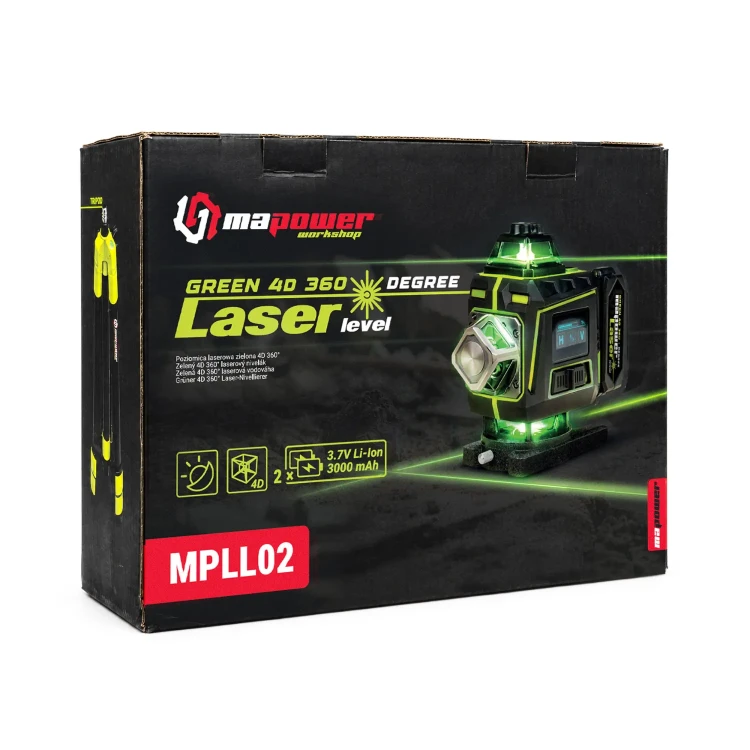 Opakowanie lasera krzyżowego MAPOWER MPLL02 4D 360 stopni z zieloną wiązką