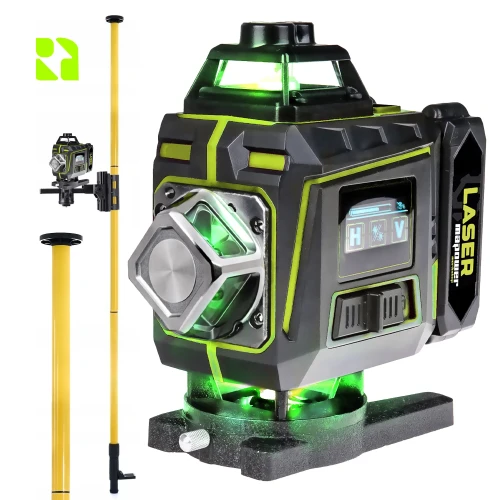 Poziomica laserowa 4D - MPLL02 + tyczka do lasera 420 cm - DKTYC02BN - Zestaw