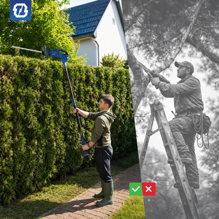 Nożyce TECHTOOL TTHT01 na wysięgniku TTEP02 do cięcia wysokiego żywopłotu bez drabiny