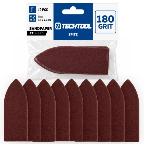 Papier ścierny szpic - trójkąt P180 95 x 33 mm, 10 szt. TECHTOOL
