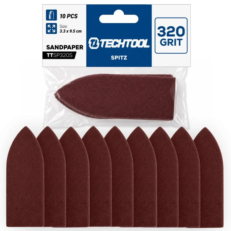 Papier ścierny szpic - trójkąt P320 95 x 33 mm, 10 szt. TECHTOOL