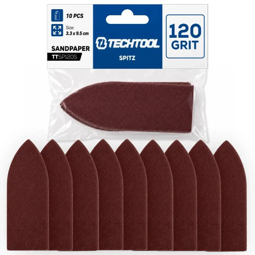 Papier ścierny szpic trójkąt P80 95 x 33 mm, 10 szt. TECHTOOL
