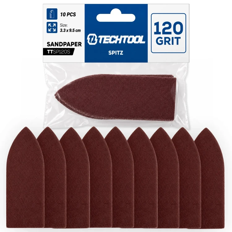 Papier ścierny szpic trójkąt P80 95 x 33 mm, 10 szt. TECHTOOL