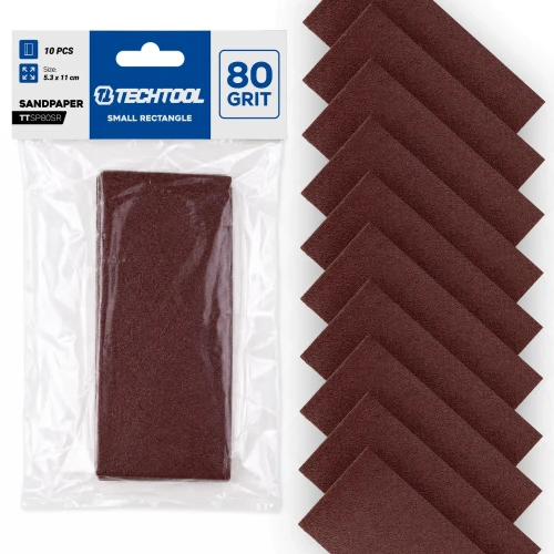Papier ścierny P80 110 x 53 mm, 10 szt. TECHTOOL