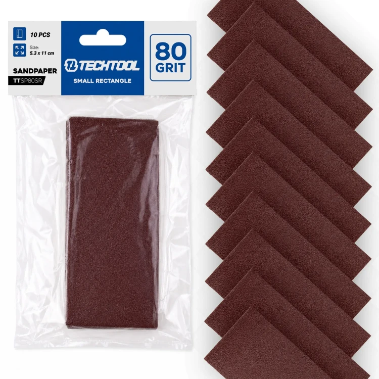 Papier ścierny P80 110 x 53 mm, 10 szt. TECHTOOL