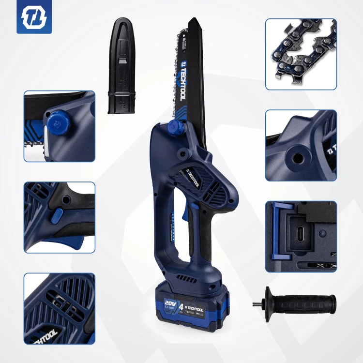 pilarka 8 cali TTCS08 TECHTOOL z automatycznym smarowaniem oleju, beznarzedziowym naciągniem łańcucha