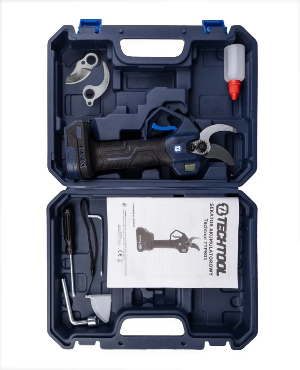sekator elektryczny TECHTOOL TTPS01 z akcesoriami w walizce transportowej