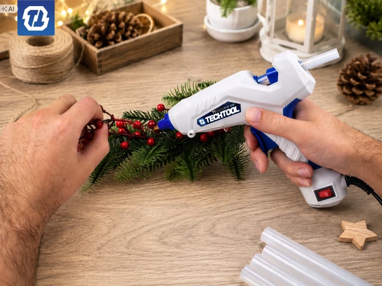 Klejenie ozdób świątecznych pistoletem do kleju na gorąco TTGG01 TECHTOOL
