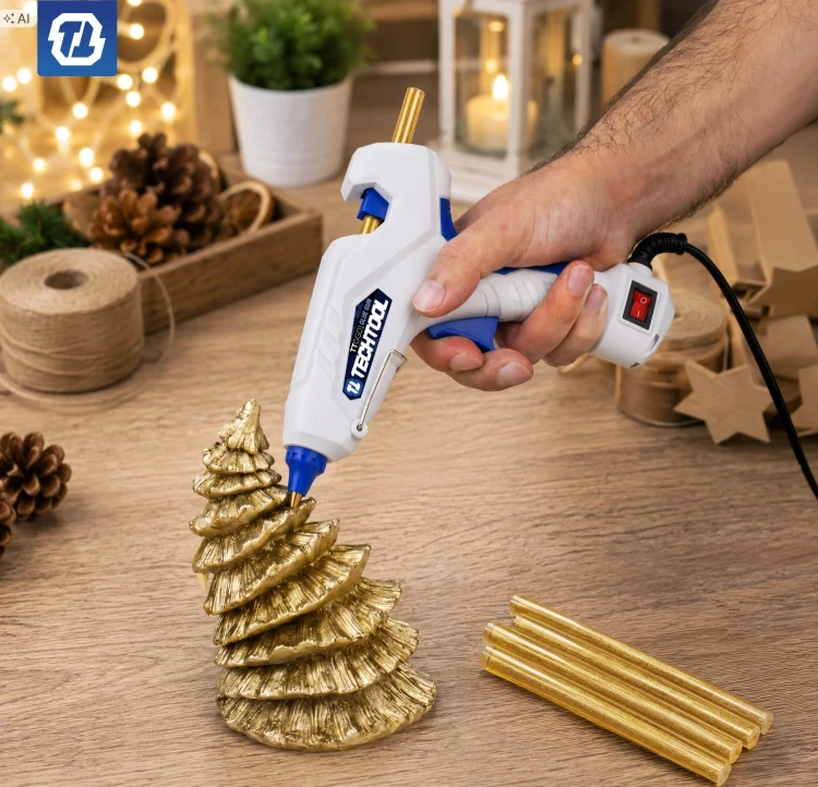 Klejenie złotej choinki pistoletem do kleju na gorąco TTGG01 TECHTOOL