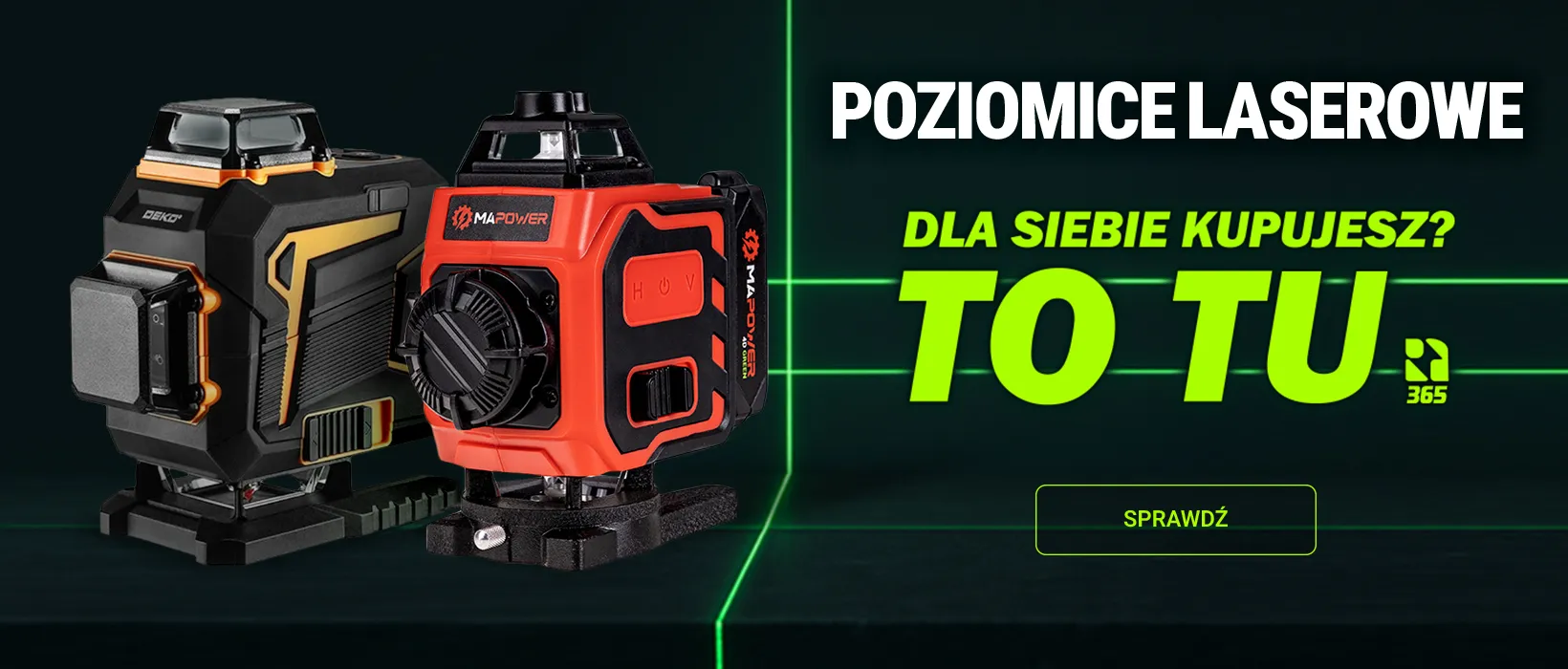 Poziomice laserowe 4D DEKO i MAPOWER z zieloną wiązką