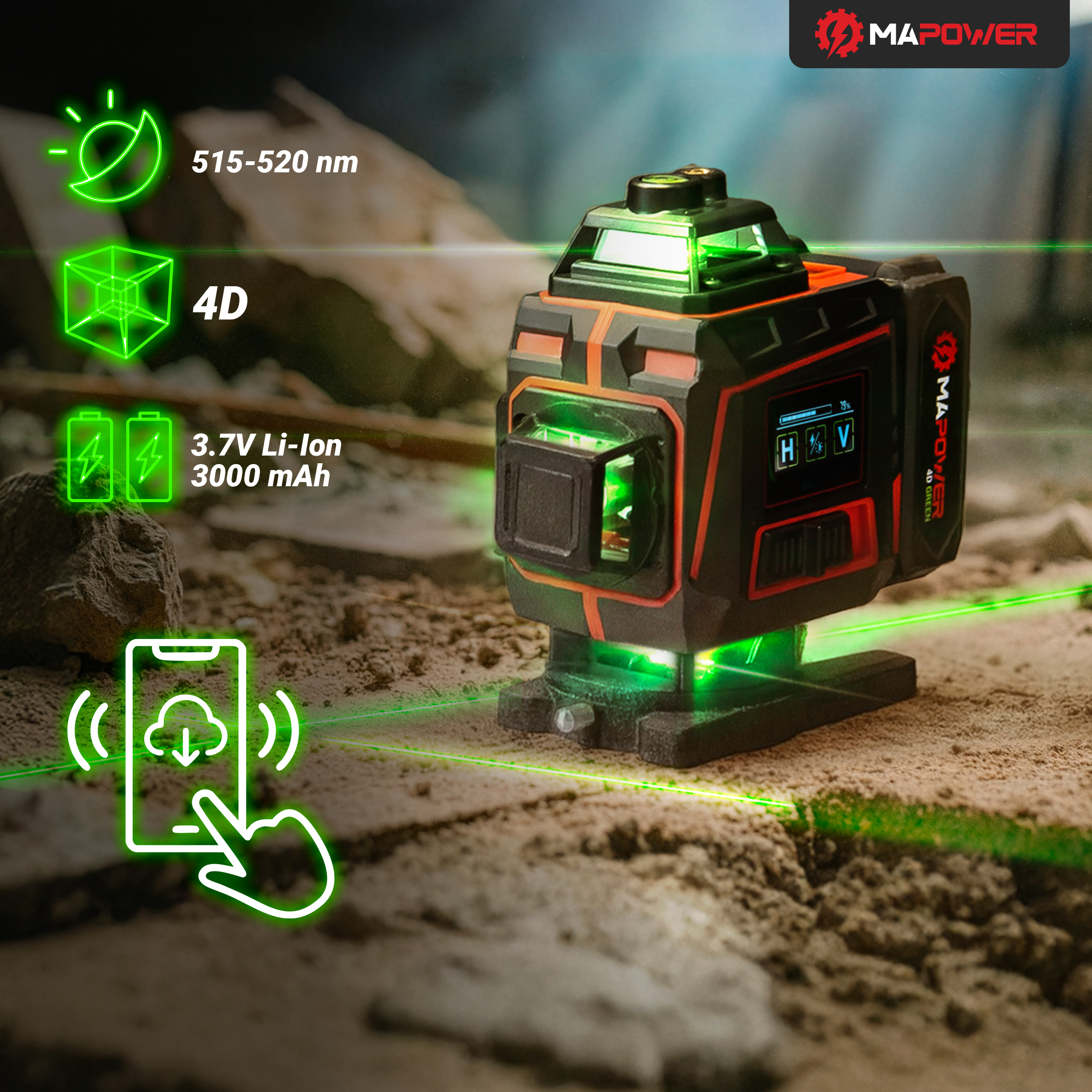 poziomica laserowa 4D 360 stopni MPLL02 