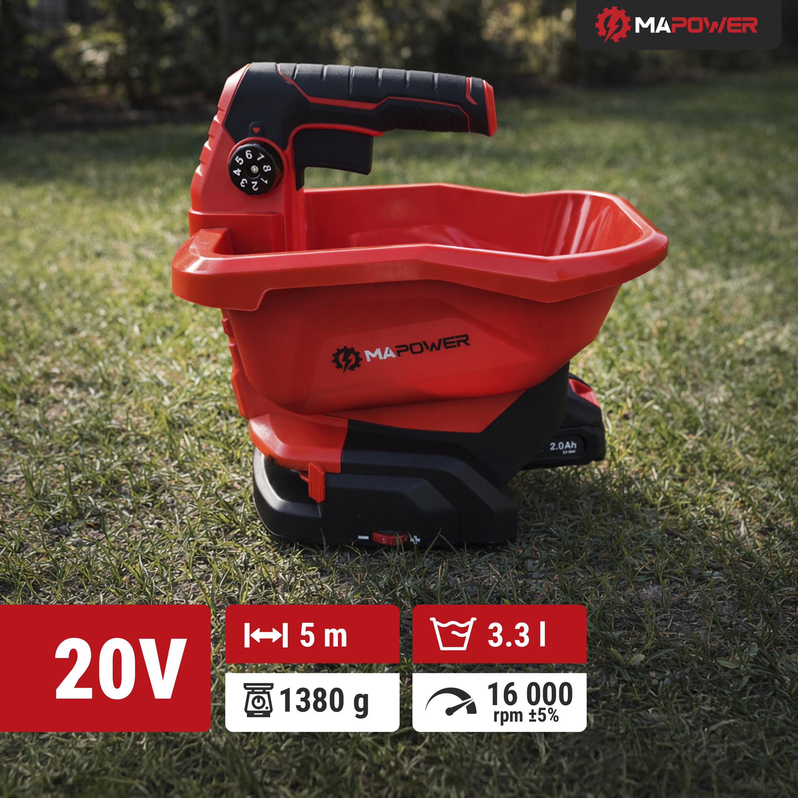 rozsiewacz nawozu akumulatorowy lekki 1,38 kg