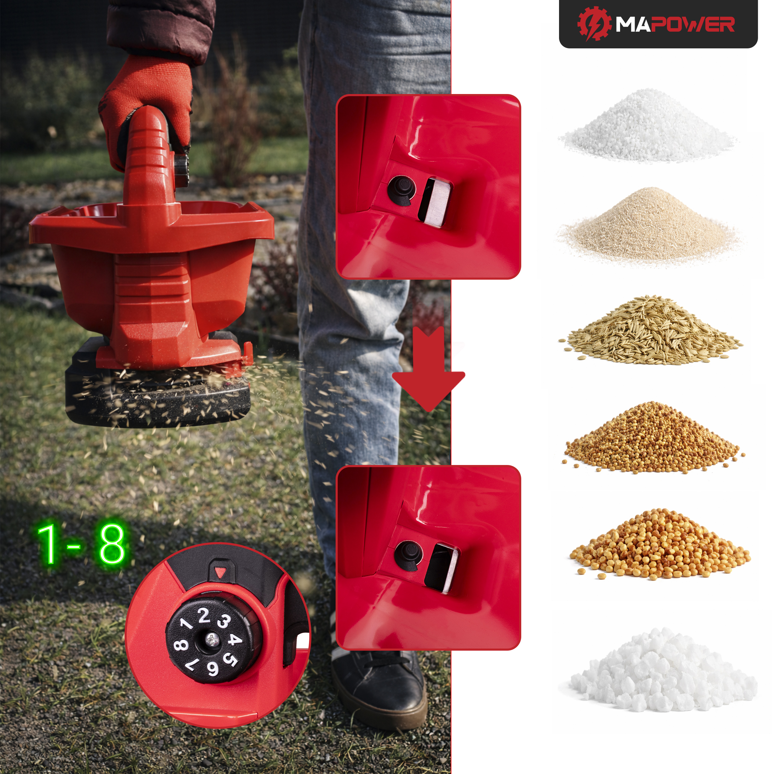 siewnik do nawozu akumulatorowy regulacja 1-8