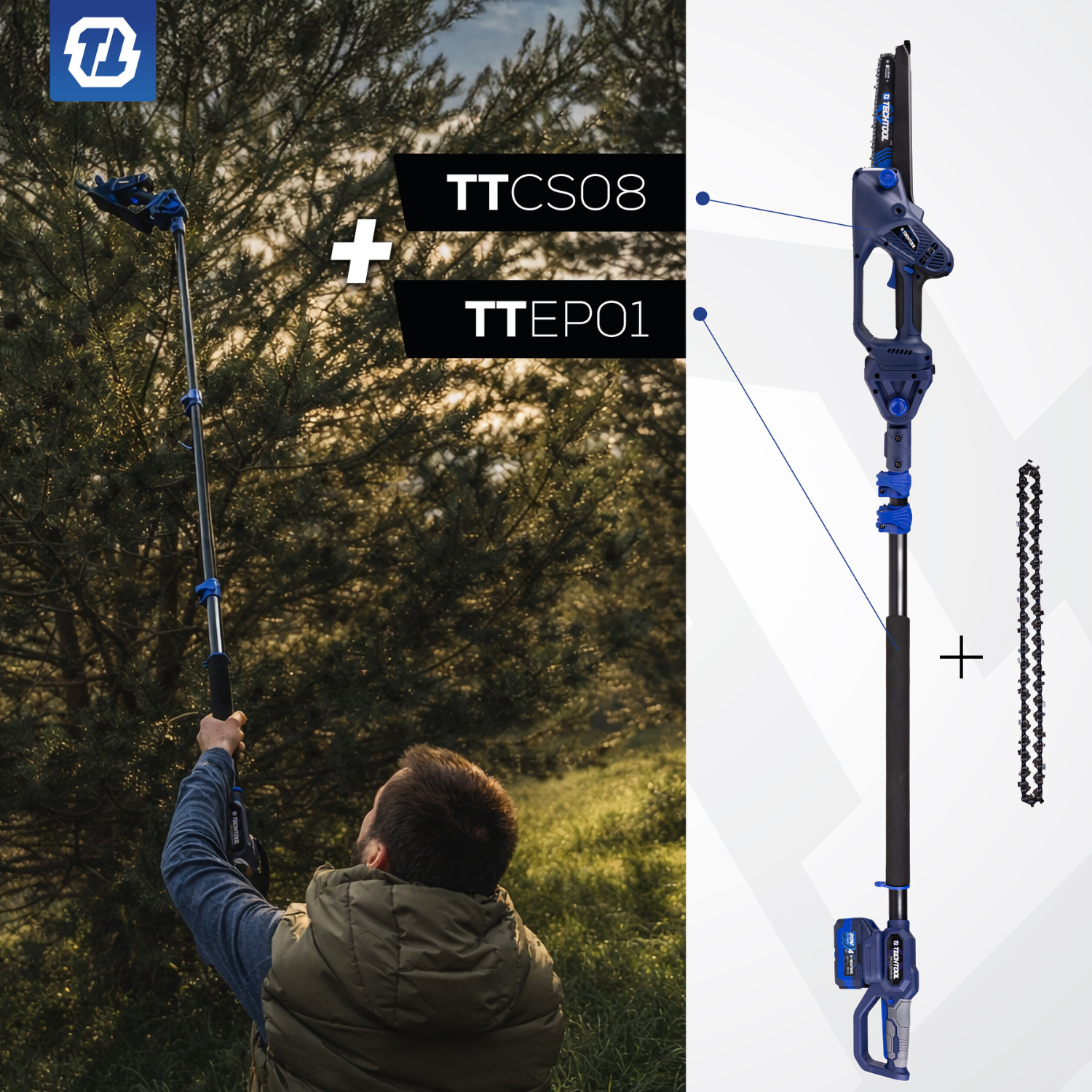 pilarka 8 cali TTCS08 na wysięgniku z dodatkowym łańcuchem 