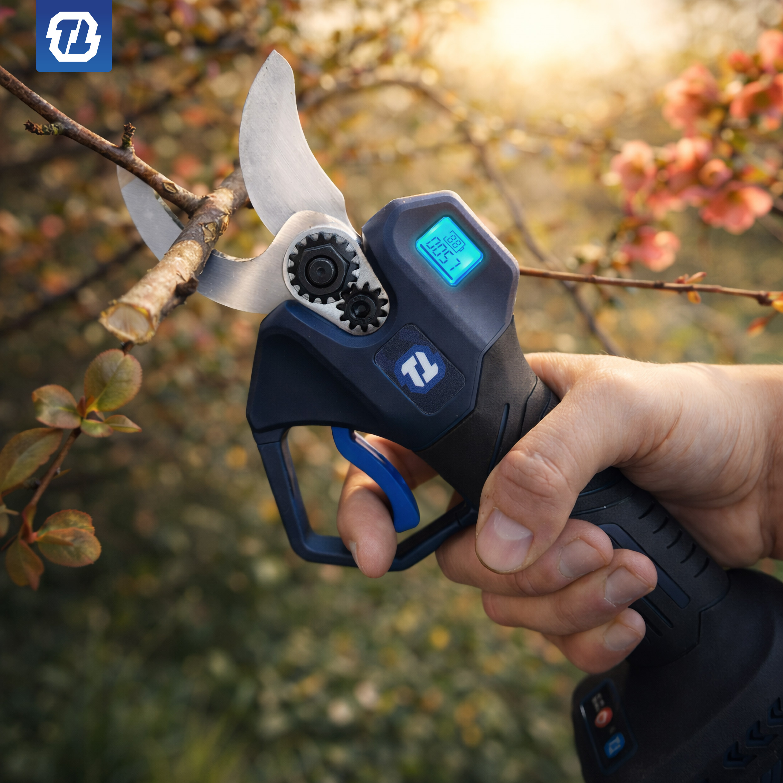 usuwanie suchych gałęzi sekatorem do gałęzi jesienią w ogrodzie