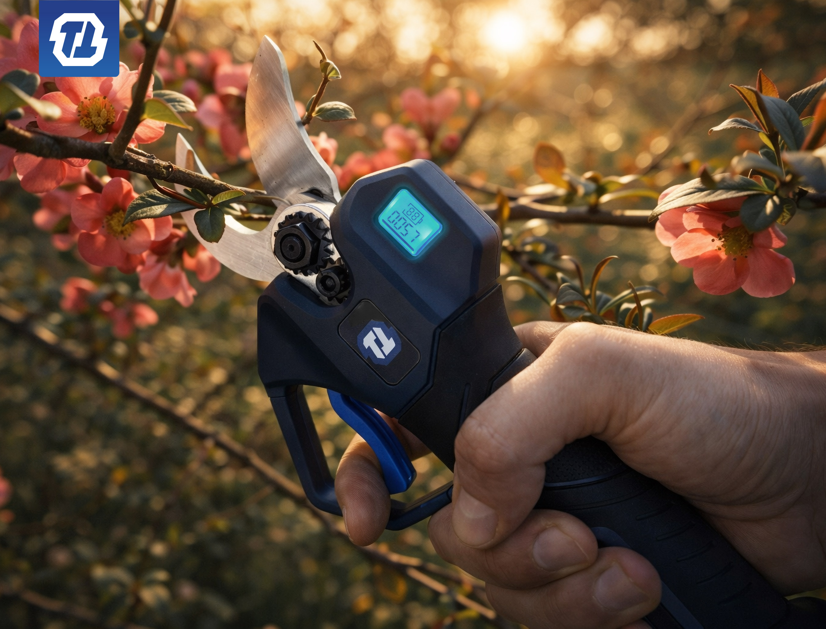 przycinanie drzewa owocowego sekatorem akumulatorowym wczesną wiosną