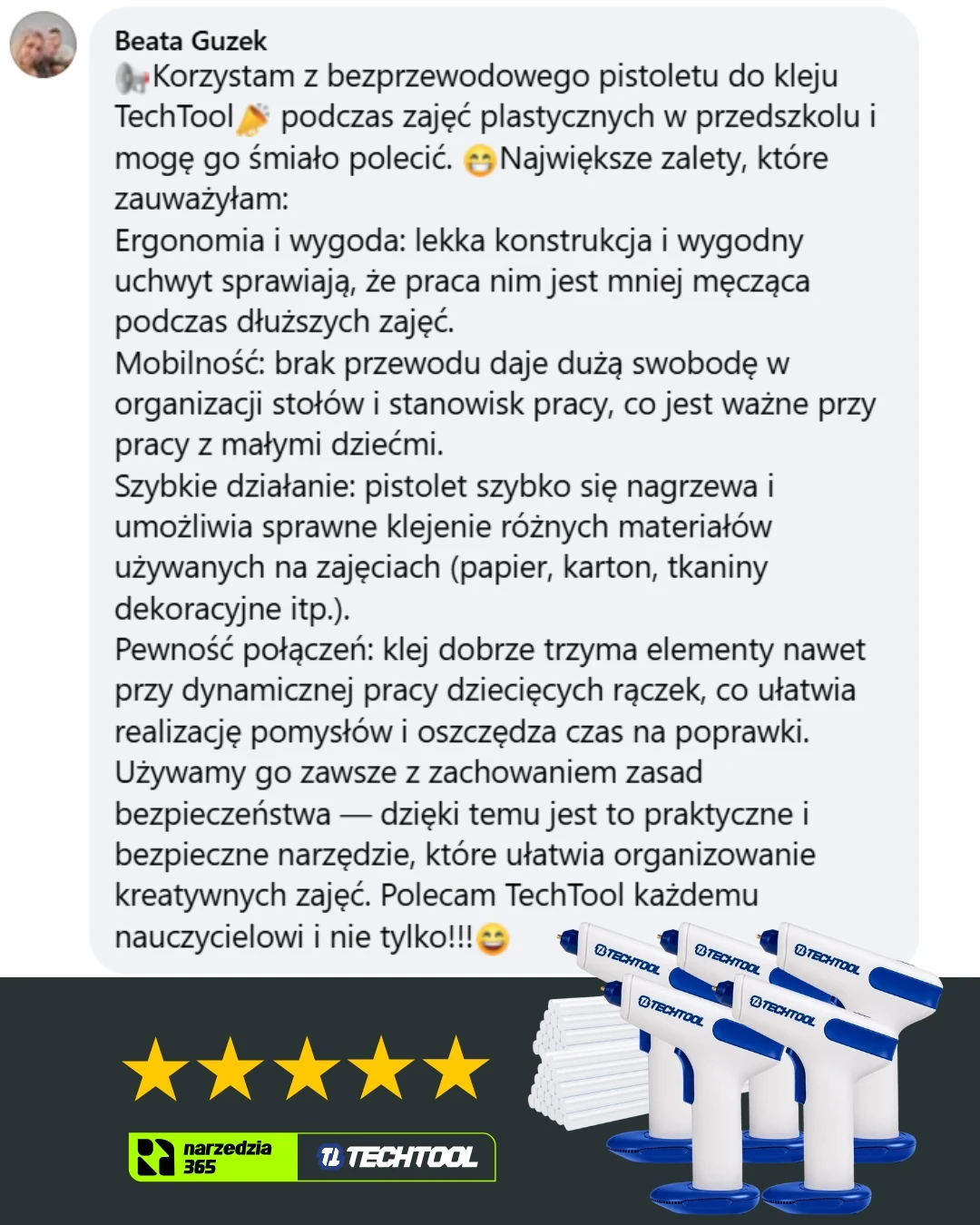 opinia nauczycielki przedszkola o pistolecie do kleju TTGG02
