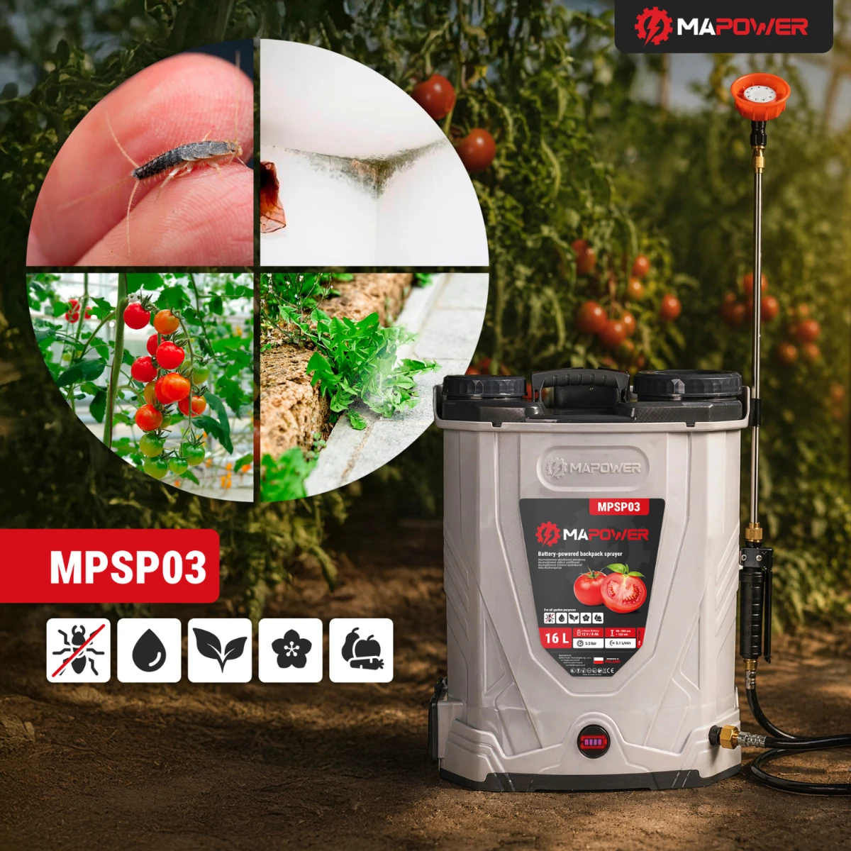 opryskiwacz ciśnieniowy mpsp03 mapower do oprysków pielęgnacyjnych i zapobiegawczych