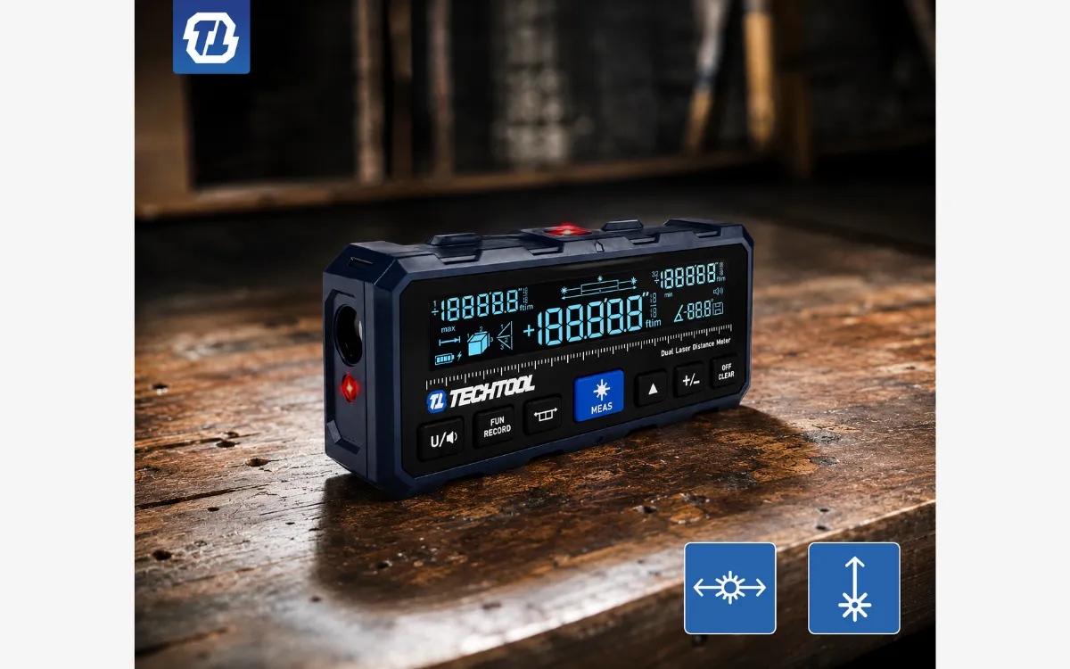 Precyzyjny dalmierz laserowy TECHTOOL TTDM01 z dokładnością pomiaru do 1,5 mm