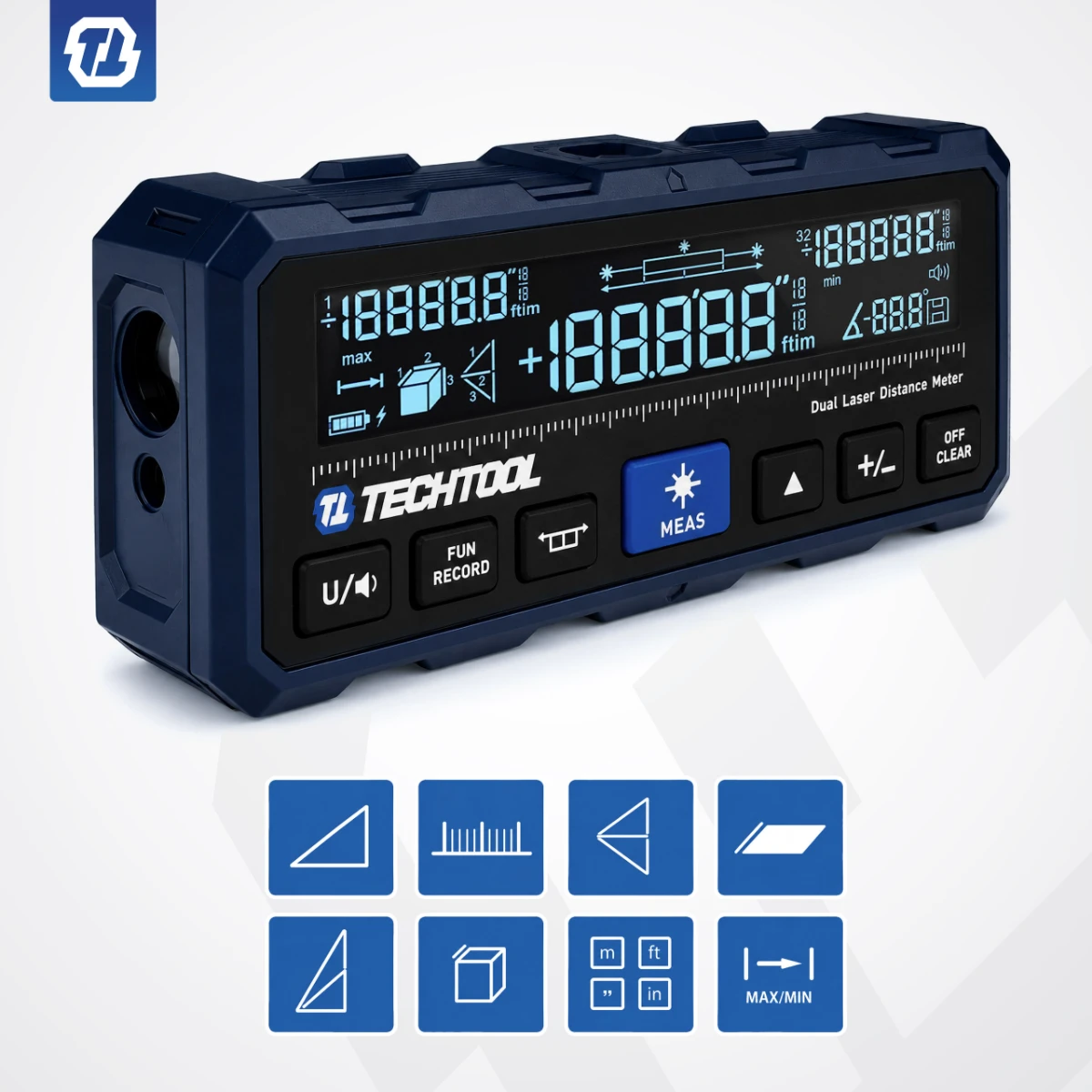 nowoczesny dalmierz laserowy ttdm01 techtool z różnymi trybami pomiarowymi