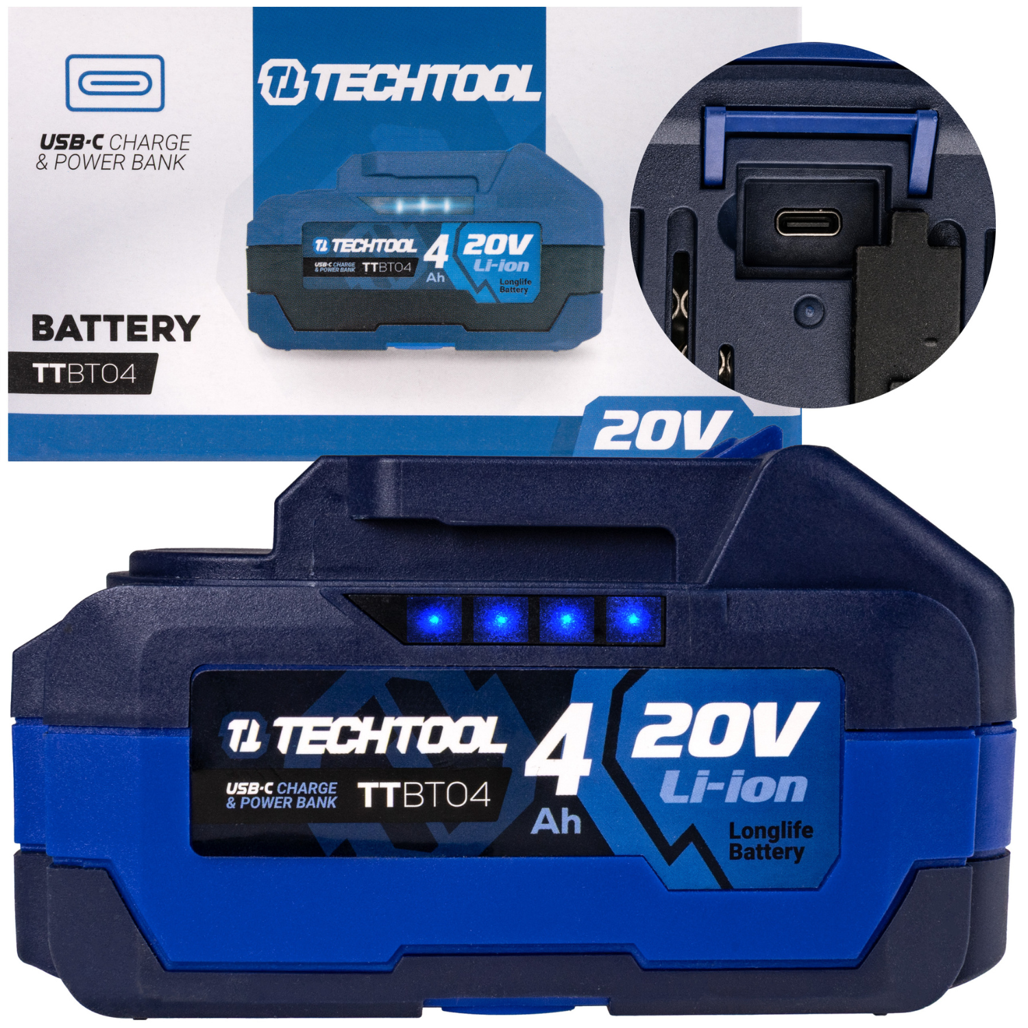 akumulator Li-lon 20V 4Ah TTBT04 do pilarki TTCS08 TECHTOOL